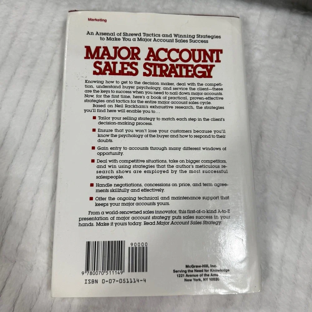 Major Account Sales Strategy Neil Rackham Hardcover SPIN Selling Business Book